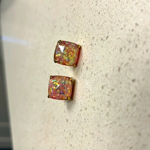 Kate Spade pink glitter studs